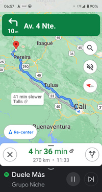 Ruta Viaje Cali - Manizales - Agosto 2021
